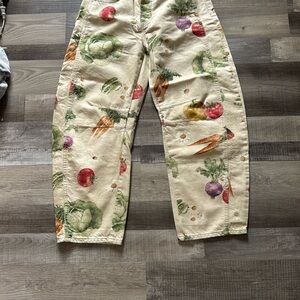 Free People Vegetable Print Barrel Jean